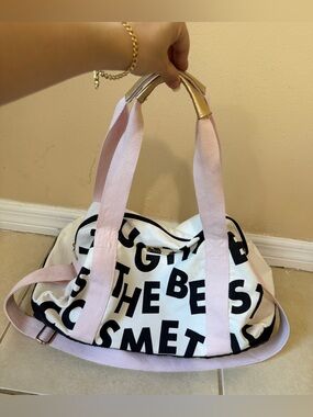 Benefit Cosmetics Laughter Is The Best Canvas Duffel Duffle Blk/white Bag